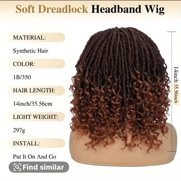 14 inch 1b/27 Brown Ombre Women's Hair Wig with headband